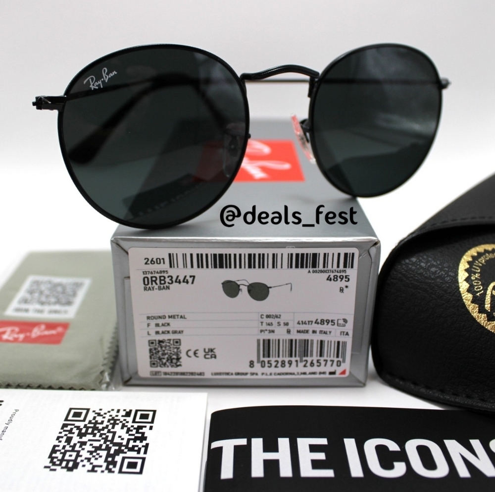 Model Display Ray-Ban Round Metal Black RB3447